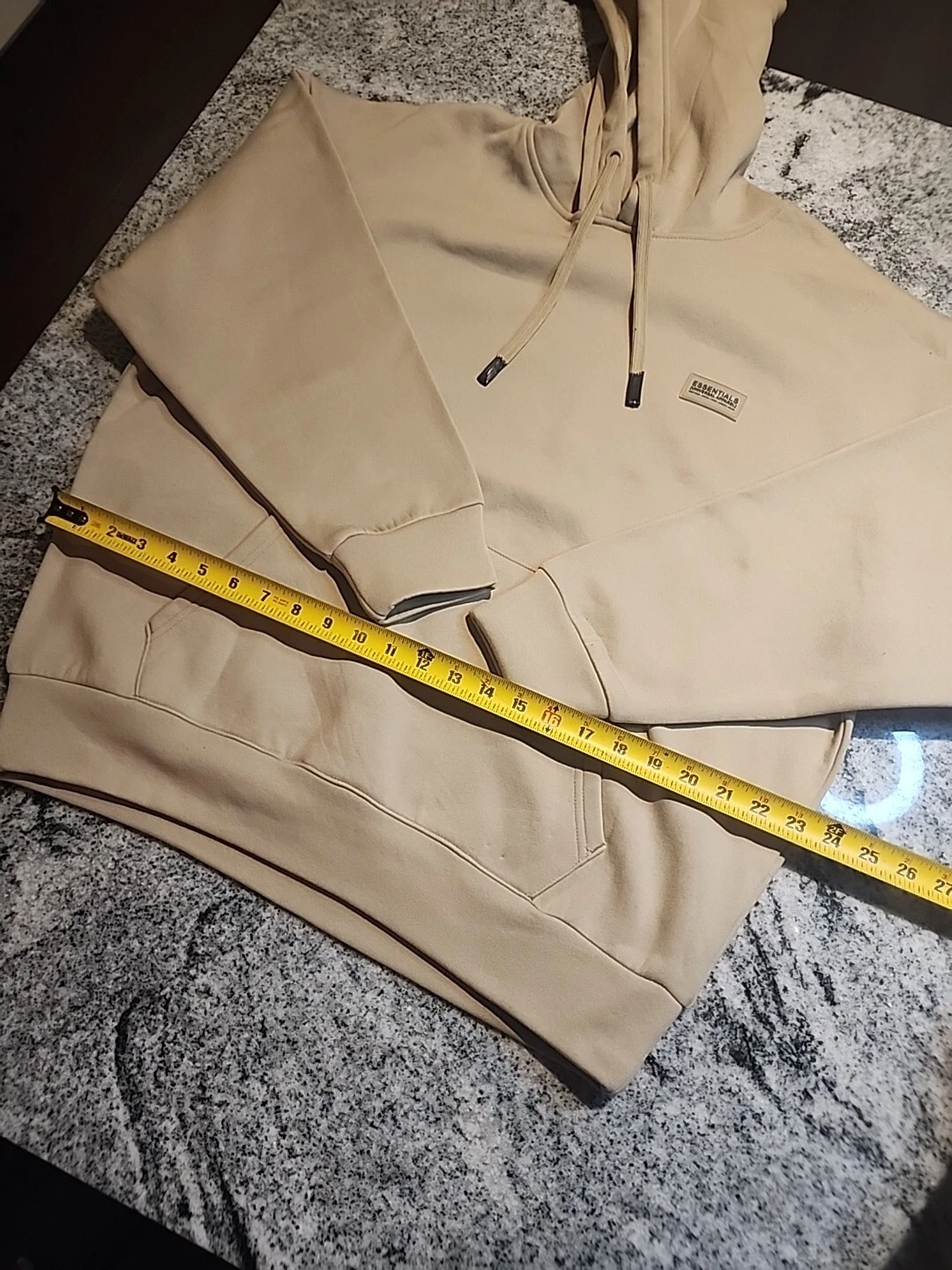 Felpa con cappuccio esclusiva Fear of God Essentials marrone chiaro morbido taglia Med These Run Big A68