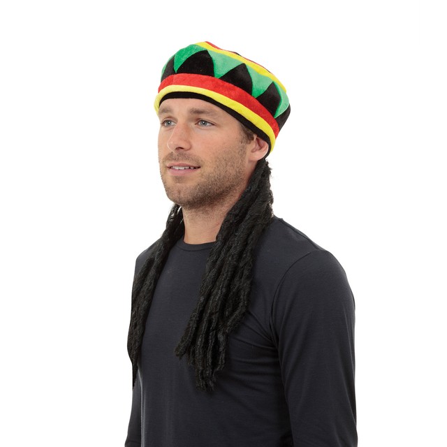 Jamacian Reggae Rasta Hat With Hair 