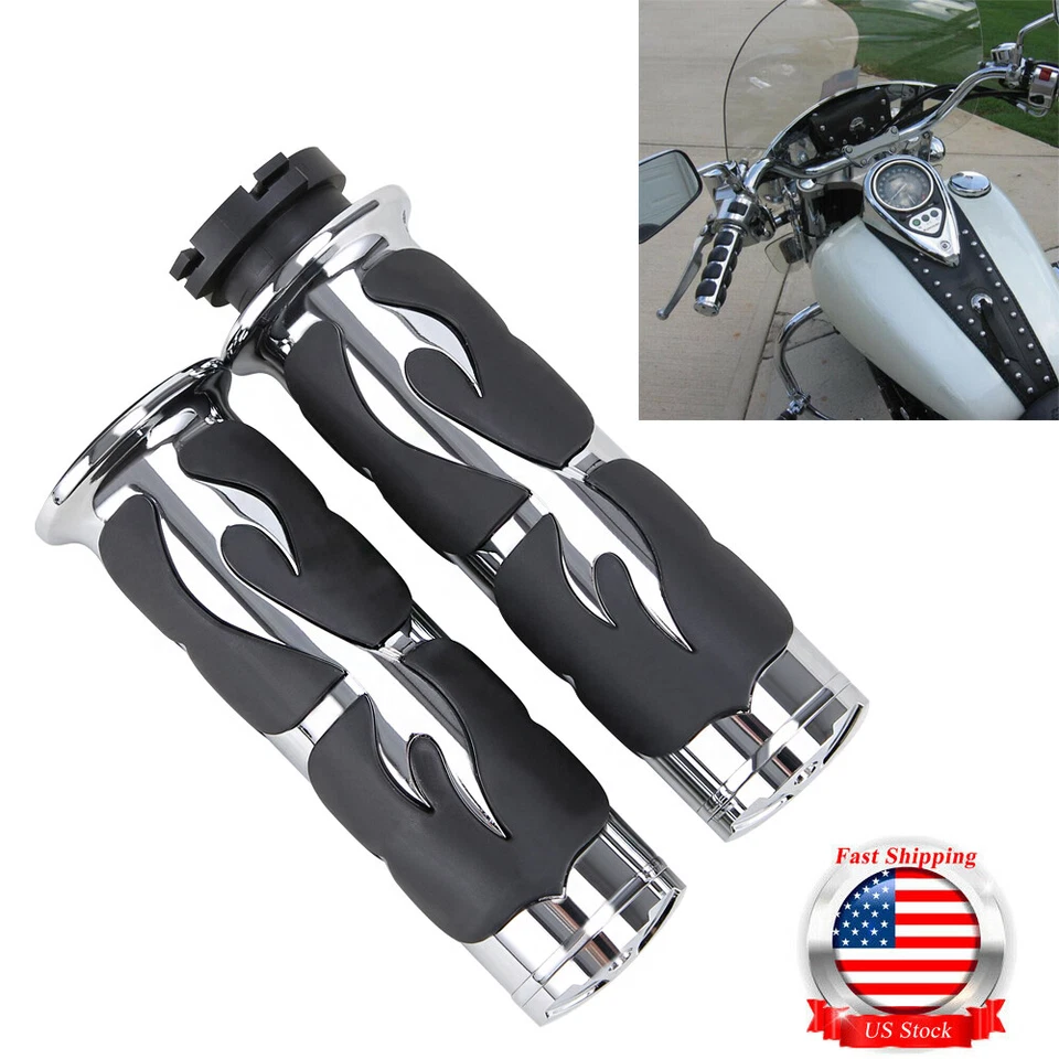 1" Motorcycle Hand Grips For Harley Road King Glide Softail Sportster 883 HONDA - Image 2 of 4