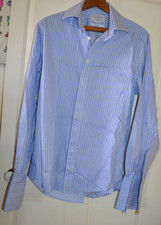 Charles Tyrwhitt blue stripe shirt size 16 double cuff Jermyn Street