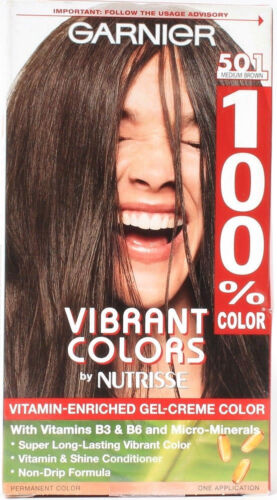 Garnier Nutrisse 501 Medium Brown Vibrant Colors Gel-Creme Hair Color  Permanent 603084250141 | eBay