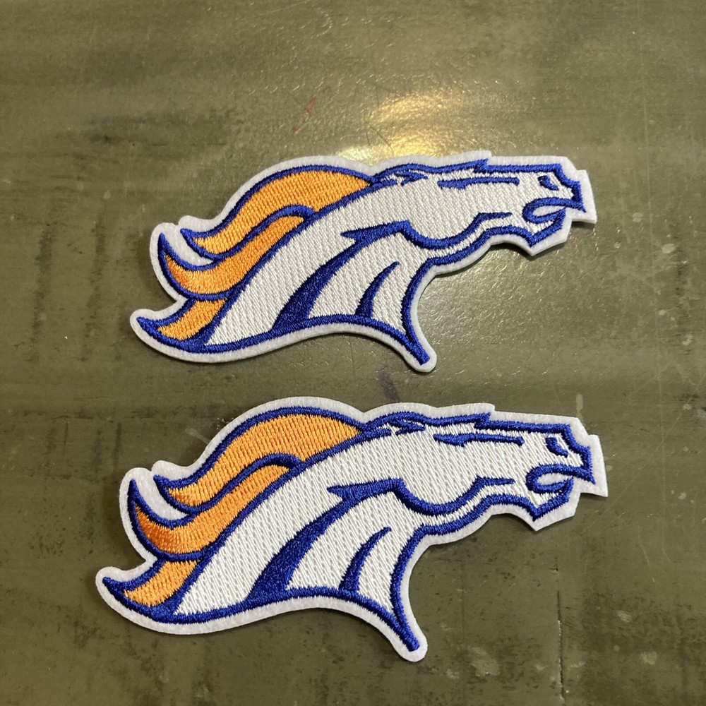 2 Pk Denver Broncos NFL Patch Embroidered Iron on Sew on Patch Badge For Clothes