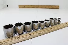 S-K Tools 45128-45112  7/8"-3/8"  3/8" Drive 9 Piece 12/6 Point  Sockets Set USA