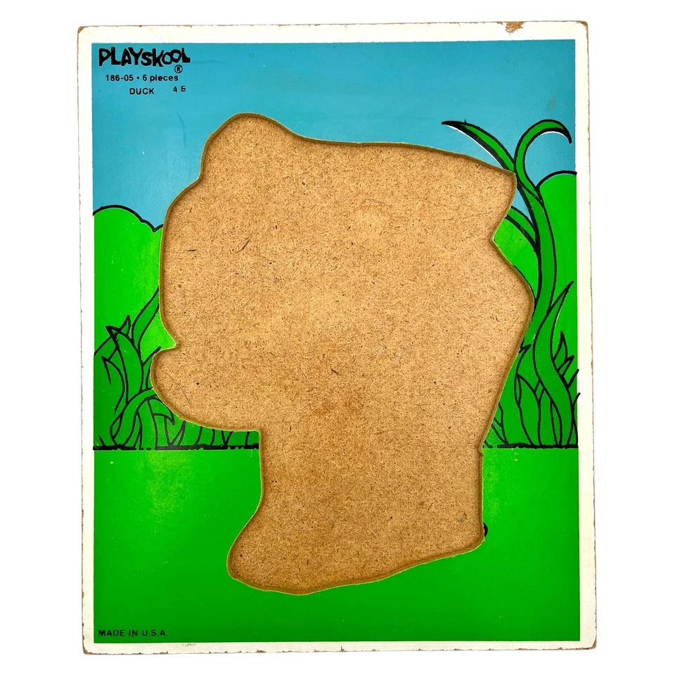 Rompecabezas de madera vintage años 80 EE. UU. Playskool 6 piezas pato amarillo y gusano #186-05 Foto 4 de 4