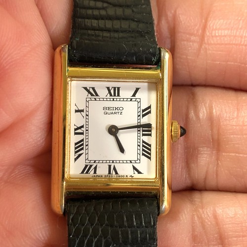 Vintage Seiko Women 2P20-5289 Dress Leather Square Quartz Analog 18mm Watch 6" - Picture 10 of 12
