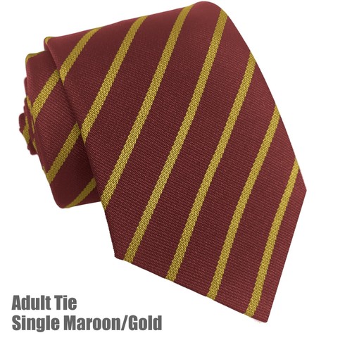 Maroon and Gold Single Stripe School Ties and Clip On Ties – All Ages - Picture 8 of 9