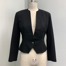 Precis Single Button Blazer Jacket Women's Size 8 Long Sleeve Black