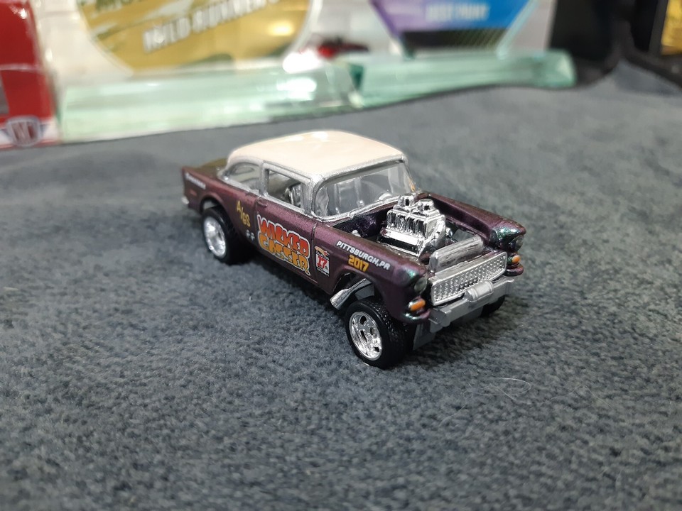 Custom Made Hot Wheels Chevy Bel Air Wicked Gasser With Acrylic Display