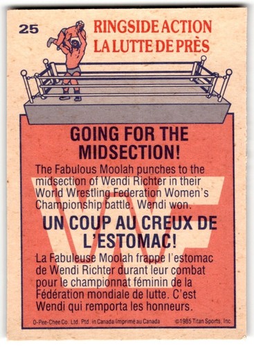 1985 O-pee-Chee WWF Wrestling Going for the midsection! #25 - Picture 2 of 2