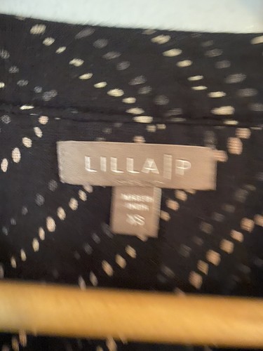 Lilla P Crochet Detail Pima Cotton Pullover Blouse Top Black Women’s XS - Picture 3 of 7