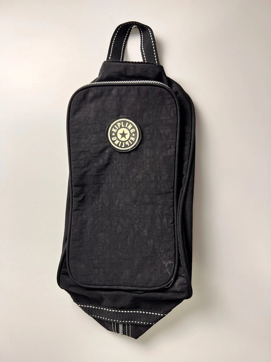Kipling Black Shoe Bag Accessory Bag Handle Two Zipper Nylon 15x8
