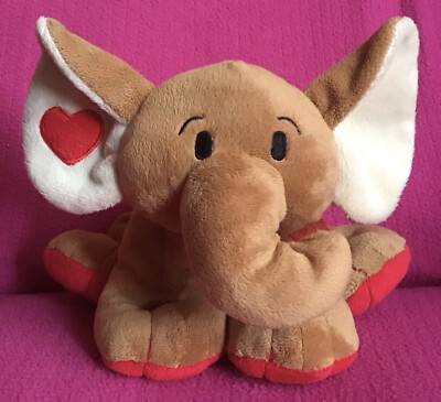 Metro brauner Elefant vom Typ Heffalump rote Details weiches Plüschtier 6,5 Zoll