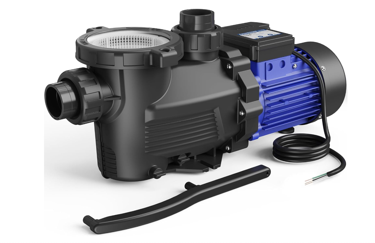 In/Above Ground Pool Pump, 1.5 HP Single Speed, 115V, with High Flow 8100GPH, Po