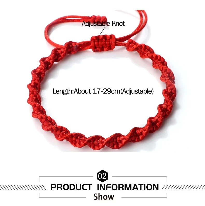 Geflochtenes Armband Damen Herren Rot Farbe Schnur Armband Verstellbarer - Bild 2 von 3