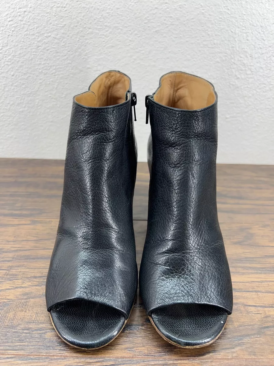 Maison Martin Margiela Women's 35.5 US 5.5 Leather Open Toe Peep Ankle Boots