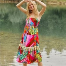 Farm Rio Palila Fringe Midi Tropical Dress-M-$228 A603-18