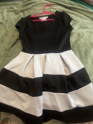 Love Squared Girls Size 10 Dress  Black And White Short 90s Style 