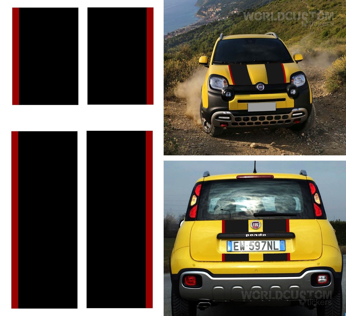 Adesivo Offroad Per Fiat Panda 4x4 - Scritte Per Portellone Posteriore In Vinile, Colore Rosso - Foto 7