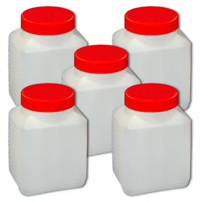 MARKENPRODUKT 5 Stück Vierkantflasche mit Schraubkappe 0,5L Weithalsflasche Küchendose Flasche
