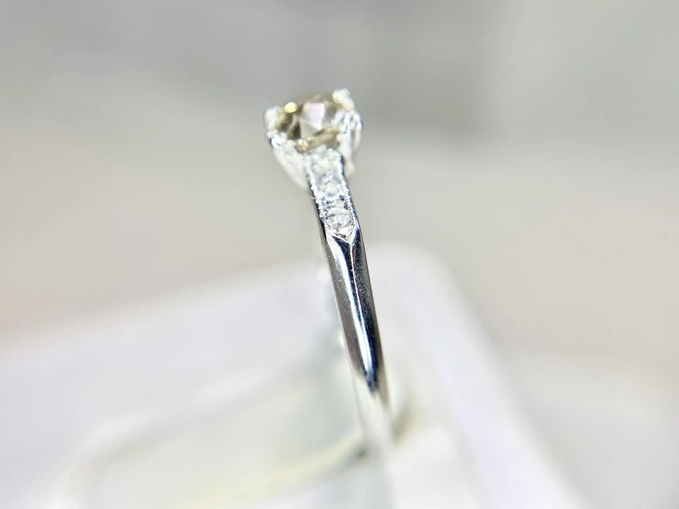 Помолвочное кольцо в стиле ар-деко с круглым бриллиантом из натуральной платины старого шахтера - Изображение 4 из 4