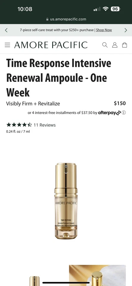 Ampolla de renovación intensiva AMORE PACIFIC Time Response (2,4 ml + 0,2 g) X 5 piezas Foto 2 de 3