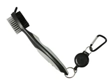 Golf Club Cleaning Brush & Groove Cleaner-2 ft Retractable Zip Line (Gray)