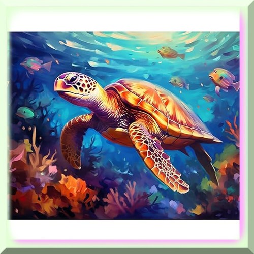 Oceanic Serenity: DIY Sea Turtle Paint by Number Kit - Dive into the Underwater - Picture 7 of 7