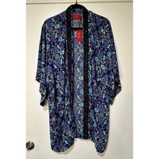 Tigerlily Floral Vibrant Print Oversized Kimono Jacket Cover Up Size Medium Nwt