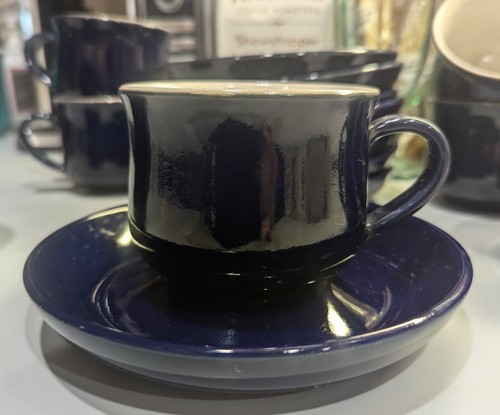 Denby England Set Tazze Cappuccino in Gres Piattini "Potpourri Hue" Blu Cobalto - Foto 2 di 7