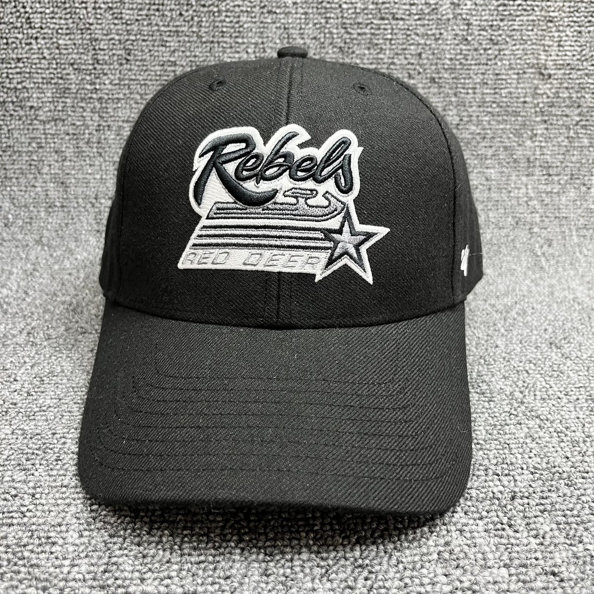 '47 Brand Red Deer Rebels WHL Adjustable Baseball Cap Black White Hat