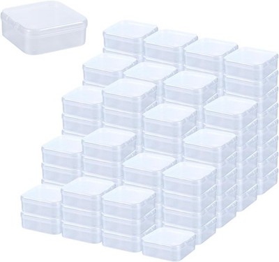 100 Pcs Clear Plastic Bead Storage Containers Box 2.1 x 2.1 x 0.8 Inch Small ...