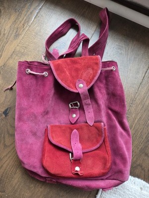 Vintage handmade Italian leather backpack purse Made In Dorgali ITALY Fara Pink