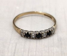 9ct Yellow Gold Ring Sapphire & Cubic Zirconia Stones  Hallmark Ring Size N