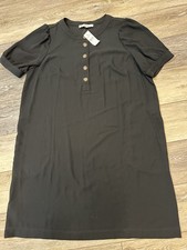LOFT Black Button-Down Midi Dress Womens Large