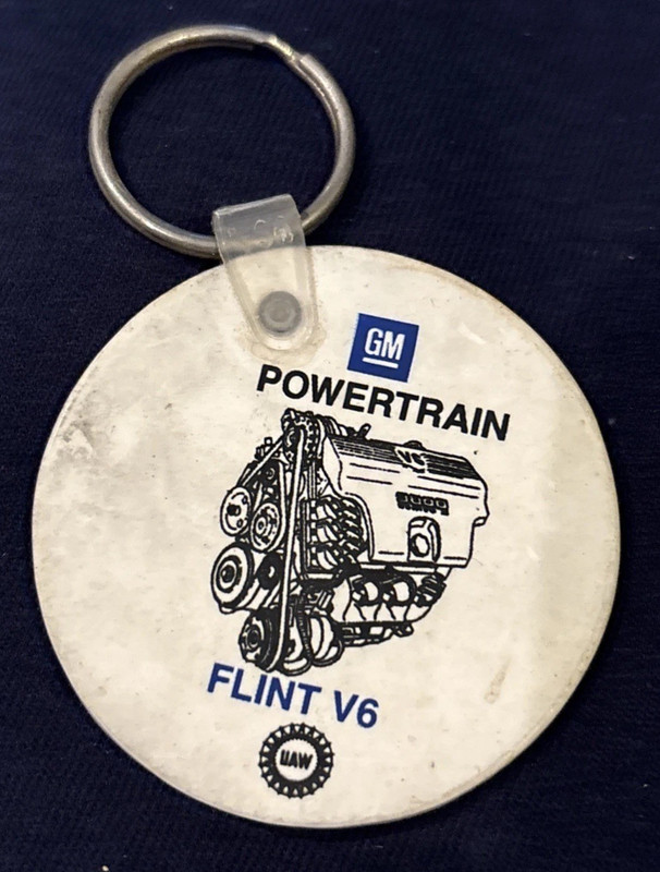 Vintage GM General Motors powertrain plant Flint Michigan keychain