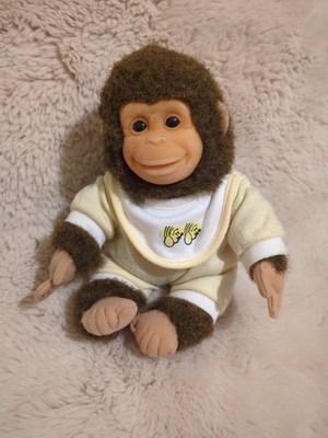 Vintage 1994 Hosung Joey Baby Chimp Monkey Plush Stuffed Animal Yellow Banana