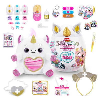 Rainbocorns Unicorn Rescue Surprise (White) by ZURU, Collectible Plush Stuffe...