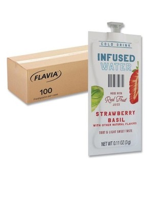 FLAVIA 48053 Infused Water Freshpack - Strawberry Basil (100/CT) New BB 4/30/25