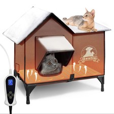 Outdoor Cat House Heated Cat House for Outside,21x13x17 in with Elevated Base...