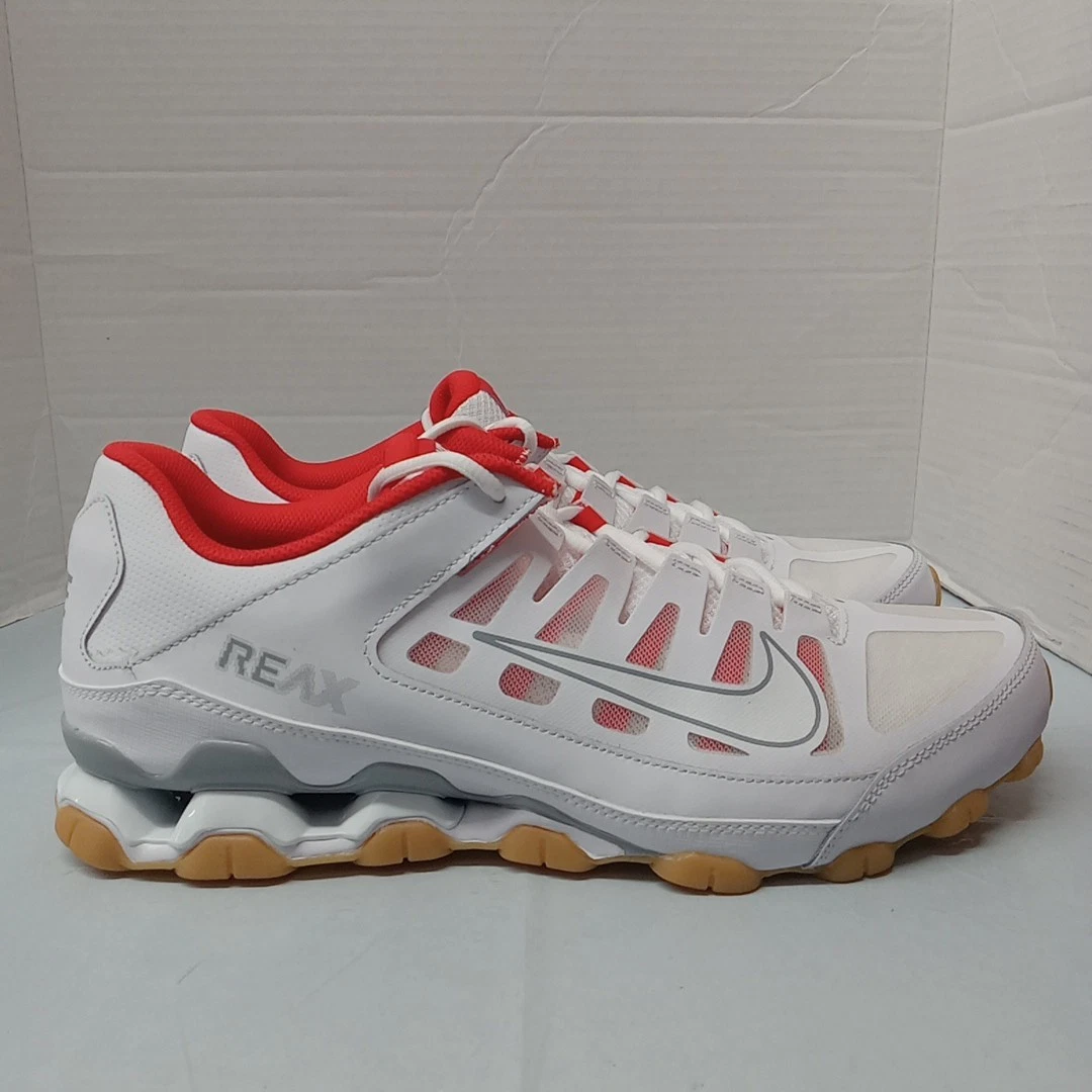 Nike Reax 8 TR Mesh White Wolf Grey Red Sneakers Men's Size 13 NWOB 621716-103