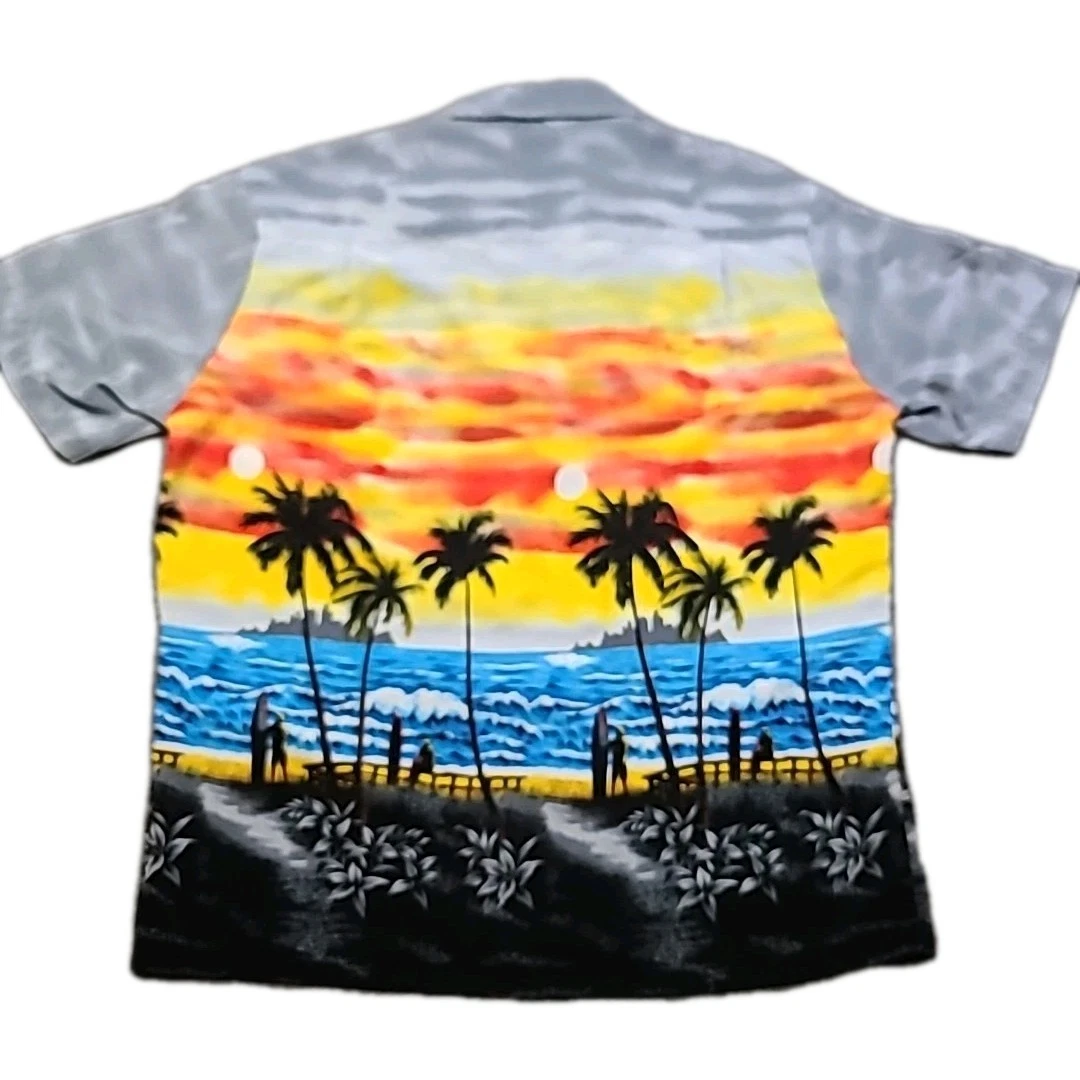 Kennington Mens Shirt Sz XL Short Sleeve Button Surf Hawaiian Floral Palm Ocean