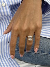 Diamond Ring F VS1 Emerald Cut 5 Carat Solitaire Lab Created 14k White Gold