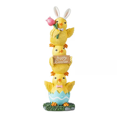 13.25 In. H Easter Resin Stackable Chickens Table Decor