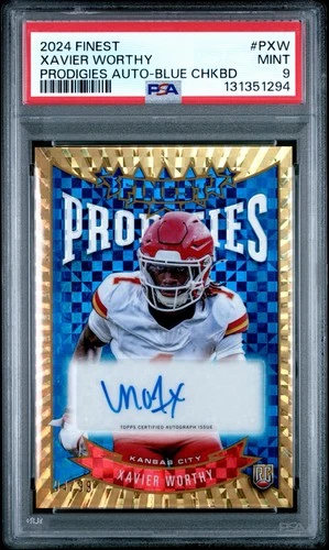 2024 Topps Finest - Prodigies Autographs Xavier Worthy Blue /99 PSA 9 Auto