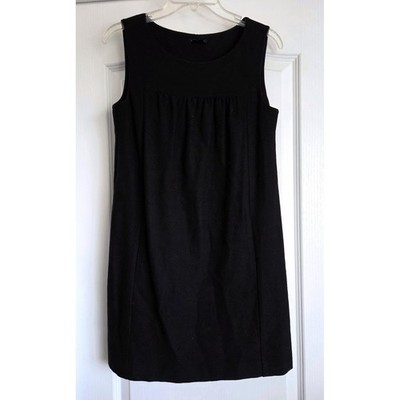 Theory Narda Black Wool Blend Sleeveless Shift Mini Dress with Pockets Size 6
