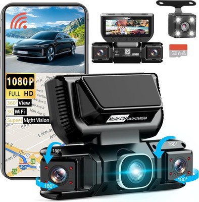 360 Grad Ansicht 4 Kanal Dashcam 5G WiFi & APP Steuerung 2K vorne und hinten innen