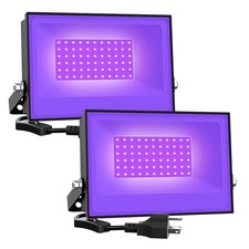30W Black Lights 2 Pack, Waterproof Blacklight Flood Light for Halloween Decor