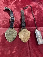 Lot 10:  3 Vintage Watch Fob medals gold plated PA Seal other