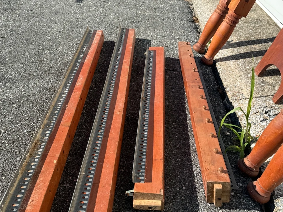 Antique tall poster bed canopy figured cherry 1820 American salvage repurpose - Image 4 of 4