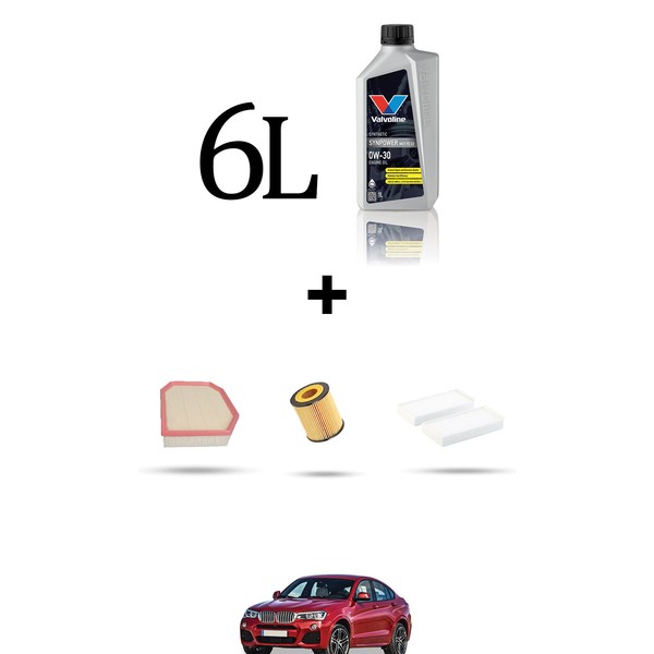Hoffcar Wartungskit 3 Filter Und 6L ÖL FüR BMW X4 (F26) 20IX 135KW Ab 2014-image